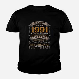 Born In March 1991 Vintage 30Th Birthday Gifts 30 Years Old Youth T-shirt | Crazezy UK