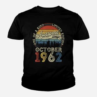 Born In October 1962 59 Yrs Tee Vintage 59Th Birthday Gift Youth T-shirt | Crazezy