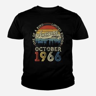 Born In October 1966 55 Yrs Tee Vintage 55Th Birthday Gift Youth T-shirt | Crazezy UK