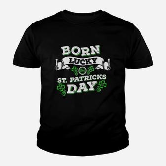Born Lucky On St Patrick Day Birthday Youth T-shirt | Crazezy UK