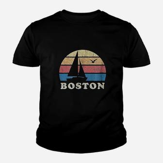 Boston Ma Vintage Sailboat 70S Throwback Sunset Youth T-shirt | Crazezy