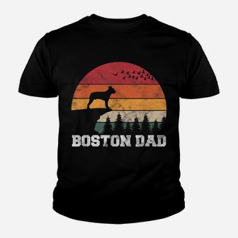 Boston Terrier Dad Bostie Dog Sunset Retro Style For Men Youth T-shirt | Crazezy