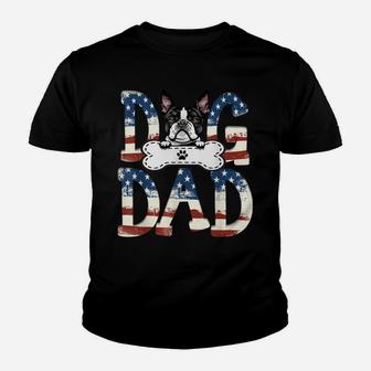 Boston Terrier Dad Fathers Day American Flag Dog Lovers Youth T-shirt | Crazezy CA