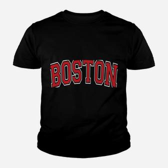 Boston Varsity Style Red Text Youth T-shirt | Crazezy