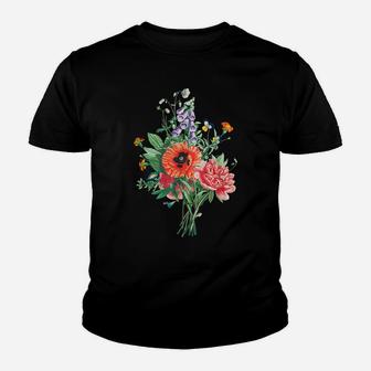 Botany Tee Vintage Botanical Floral Tshirt Flower Bouquet Youth T-shirt | Crazezy
