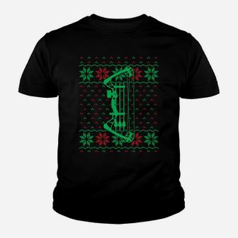 Bowhunter Deer Hunting Xmas Gift Bow Hunter Ugly Christmas Sweatshirt Youth T-shirt | Crazezy