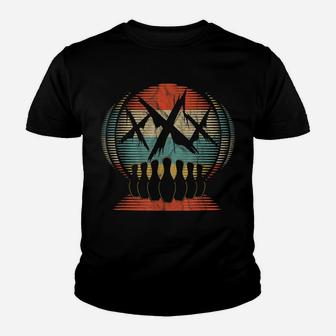 Bowling - Three Strikes And Pins Retro Vintage Sunset Color Youth T-shirt | Crazezy AU