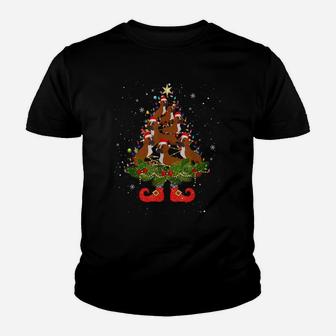 Boxer Christmas Tree Lights Funny Santa Hat Dog Lover Youth T-shirt | Crazezy AU