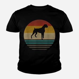 Boxer Dog Retro Vintage 70S Silhouette Breed Boxer Mom Dad Youth T-shirt | Crazezy