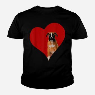 Boxer Dog Valentine Heart For Puppy And Animals Youth T-shirt - Monsterry
