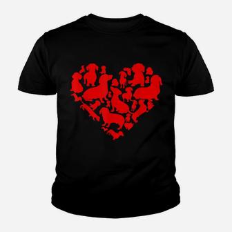 Boy Kid Girl Valentine’S Day Dog Costume, Dachshund Mom Dad Youth T-shirt | Crazezy CA