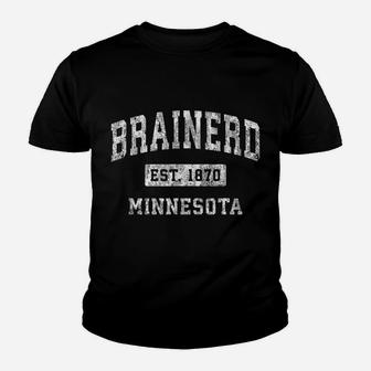 Brainerd Minnesota Mn Vintage Established Sports Design Youth T-shirt | Crazezy
