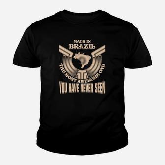 Brasilien-Themen Schwarzes Kinder Tshirt mit Patriotischem Design - Seseable