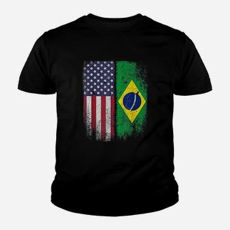 Brazil Usa Flag Brazilian American Youth T-shirt | Crazezy