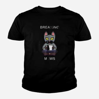Breaking Mews Funny News Reporter Kitty Cat Youth T-shirt | Crazezy UK