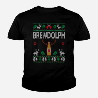 Brewdolph Ugly Christmas Beer Lover Craft Beer Brewer Sweatshirt Youth T-shirt | Crazezy CA