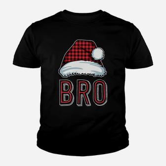 Bro Plaid Santa Plaid Red Family Matching Christmas Pajamas Youth T-shirt | Crazezy