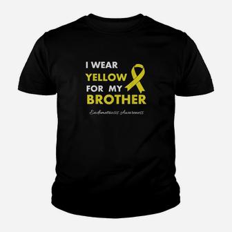 Brother Endometriosis Disease Awareness Survivor Ribbon Youth T-shirt - Monsterry
