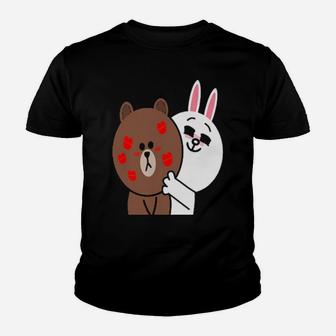Brown Bear Cony Bunny Rabbit Shower Me With Love Valentines Youth T-shirt - Monsterry DE