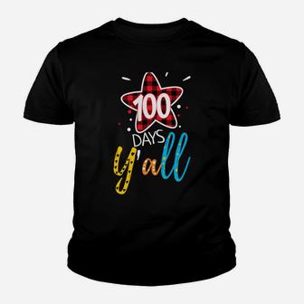 Buffalo Plaid 100 Days Y'all Funny 100Th Day Of School Youth T-shirt | Crazezy CA