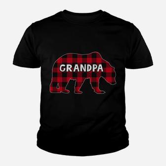 Buffalo Plaid Bear Christmas Pajama Matching Family Grandpa Youth T-shirt | Crazezy