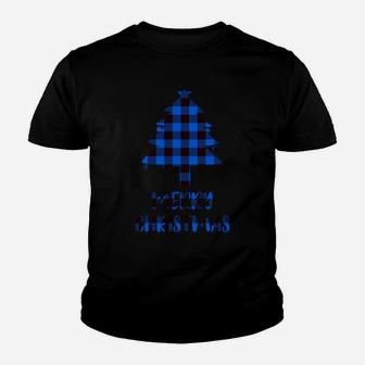 Buffalo Plaid Christmas Tree Design Blue Sweatshirt Youth T-shirt | Crazezy AU