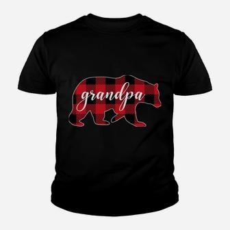 Buffalo Plaid Grandpa Bear Gifts Christmas Matching Family Youth T-shirt | Crazezy