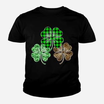 Buffalo Plaid Leopard Shamrock St Patricks Day Irish Youth T-shirt - Monsterry