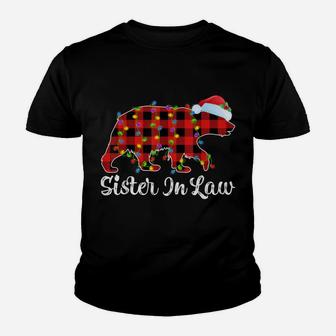 Buffalo Plaid Matching Christmas Sister In Law Bear Pajama Youth T-shirt | Crazezy AU