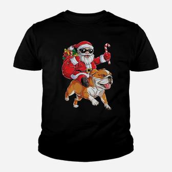 Bulldog And Santa Claus Youth T-shirt - Monsterry