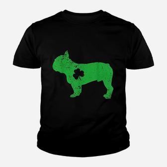 Bulldog Irish Clover St Patrick Day Youth T-shirt | Crazezy