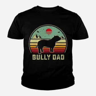 Bully Or Pitbull Dog Owner Daddy- Dad Retro Sunset Youth T-shirt | Crazezy