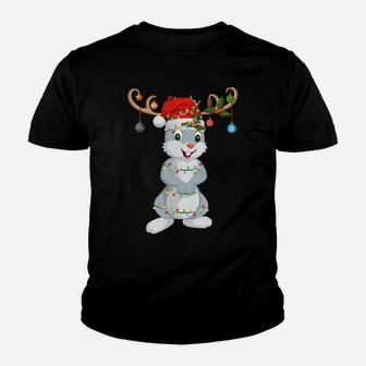 Bunnies Rabbits Xmas Gift Reindeer Santa Hat Bunny Christmas Sweatshirt Youth T-shirt | Crazezy