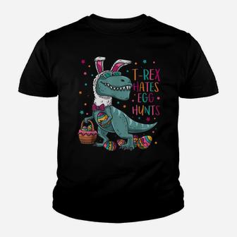 Bunny Dinosaur Easter Day T-Rex Hates Egg Hunts Youth T-shirt | Crazezy UK