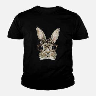 Bunny Rabbit Glasses Leopard Youth T-shirt | Crazezy AU