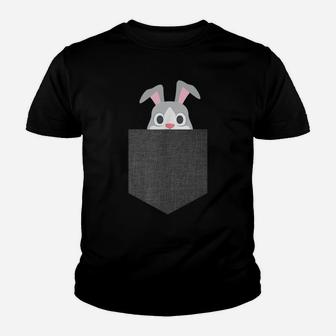 Bunny Rabbit Pocket Patch Easter Bunny T Shirt Youth T-shirt | Crazezy