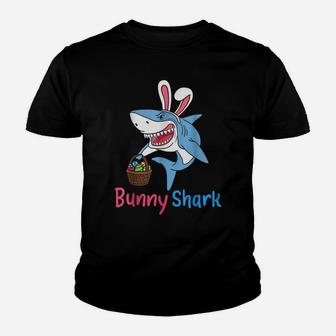 Bunny Shark Clothing Funny Easter Egg Hunting Youth T-shirt | Crazezy UK