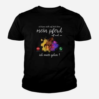 Buntes Pferd Liebhaber Kinder Tshirt, Spruch für Reiter - Seseable