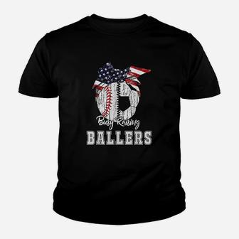 Busy Raising Ballers Baseball Soccer Youth T-shirt | Crazezy