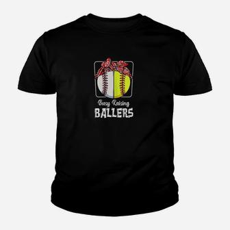 Busy Raising Ballers Softball Funny Baseball Mom Sport Youth T-shirt | Crazezy AU