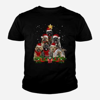 Cairn Terrier Dog Christmas Dog Light Tree Xmas Santa Youth T-shirt | Crazezy AU