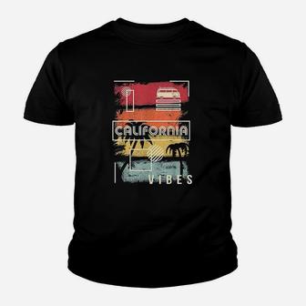California Vibes Retro Style Palm Tree Beach Sunset Youth T-shirt | Crazezy UK