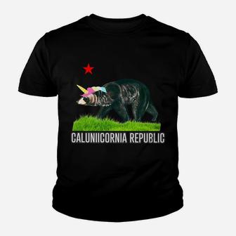 Calunicornia Republic Funny California Flag Unicorn Youth T-shirt | Crazezy CA