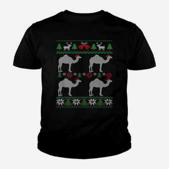 Camels Wearing Santa Hats Funny Egypt Ugly Christmas Sweatshirt Youth T-shirt | Crazezy