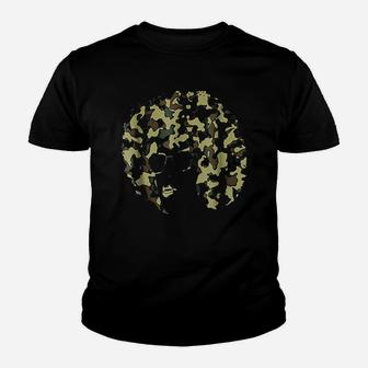Camoflage Afro Melanin Natural Hair Youth T-shirt | Crazezy AU