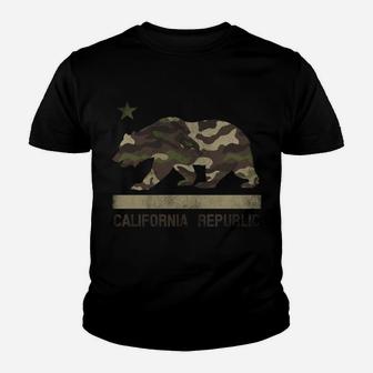 Camouflage California Republic Flag Bear Star Cali La Tshirt Sweatshirt Youth T-shirt | Crazezy AU