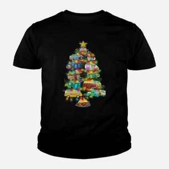 Camper Christmas Tree Design Rv'ers Campers Camping Youth T-shirt | Crazezy