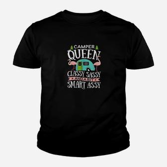 Camper Queen Classy Sassy Smart Assy Camping Youth T-shirt | Crazezy CA