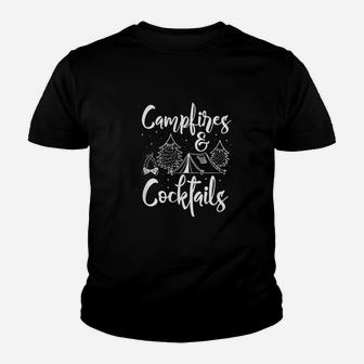 Campfires And Cocktails Camping Youth T-shirt | Crazezy UK