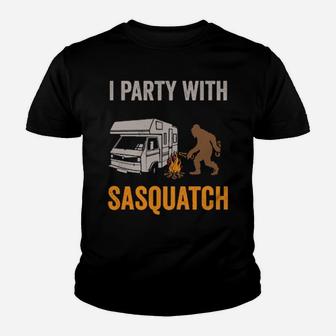 Camping Party With Sasquash Ourdoor Rv Adventure Youth T-shirt - Monsterry